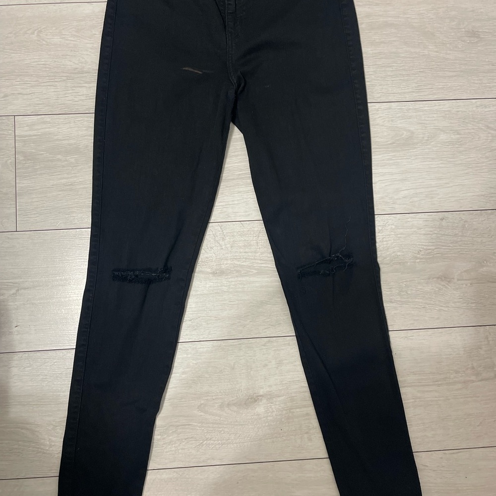 Black Distressed High Waisted Jeans
